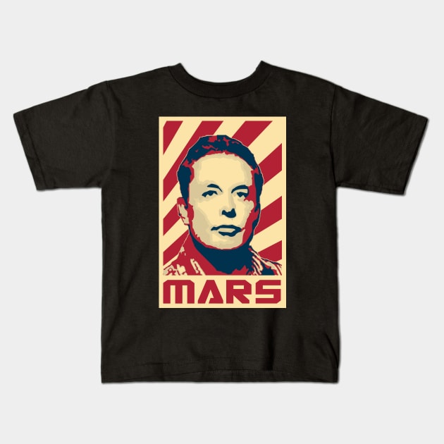 Elon Musk Mars Retro Propaganda Kids T-Shirt by Nerd_art